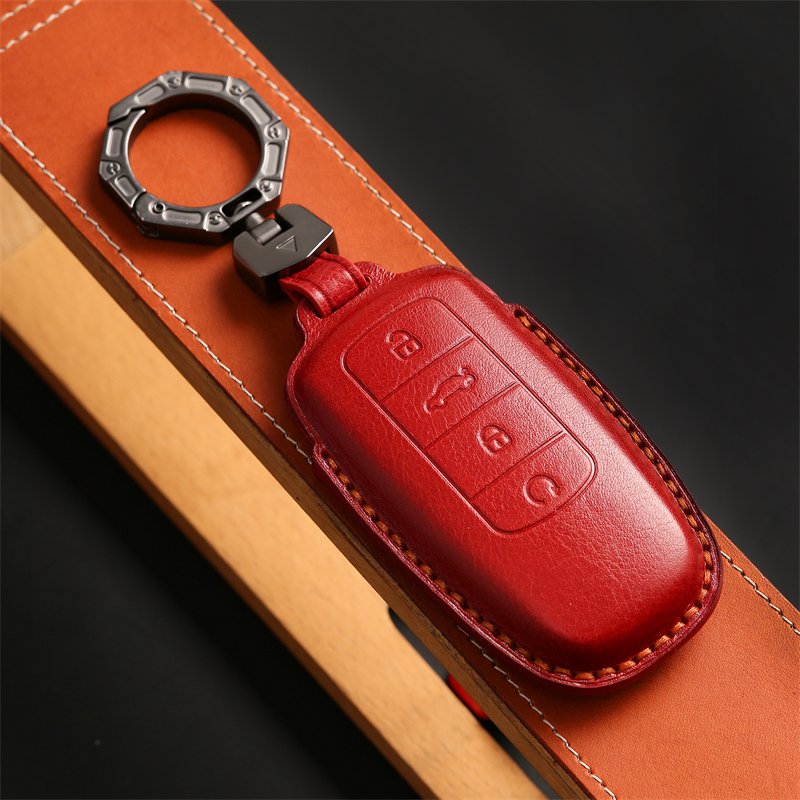 Genuine Leather Car Key Case Cover for Chery Tiggo 8 Plus Smart Key Case Accessories Handmade Car key Shell