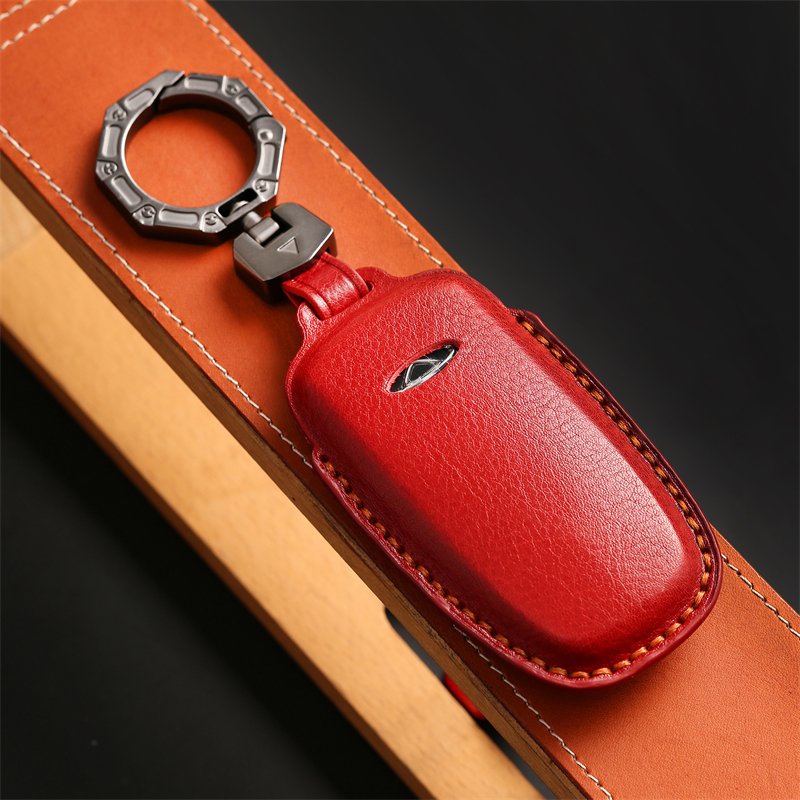 Genuine Leather Car Key Case Cover for Chery Tiggo 8 Plus Smart Key Case Accessories Handmade Car key Shell