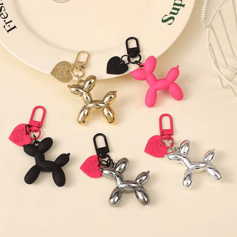 Cute Acrylic Cartoon Balloon Dog Keychains for Women Bag Pendant Couple Car Key Chains Jewelry Gift Decoration Accessories