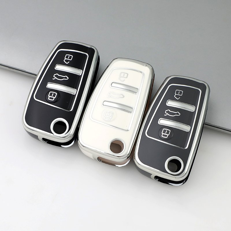 Car Key Fob Cover silver Soft TPU,Girly Full Covers Keys Shells,Beautiful and Shiny Automotive Accessories New Car Key Holder