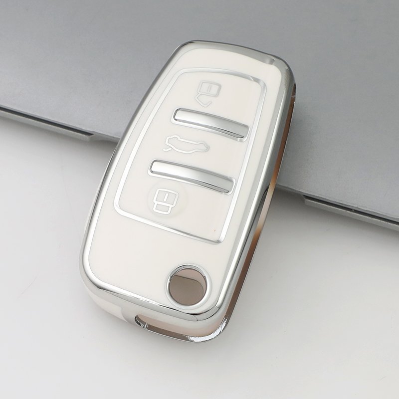 Car Key Fob Cover silver Soft TPU,Girly Full Covers Keys Shells,Beautiful and Shiny Automotive Accessories New Car Key Holder
