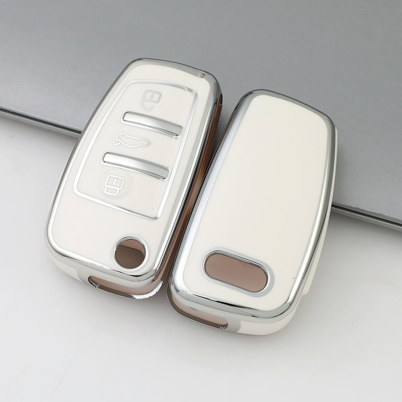 Car Key Fob Cover silver Soft TPU,Girly Full Covers Keys Shells,Beautiful and Shiny Automotive Accessories New Car Key Holder