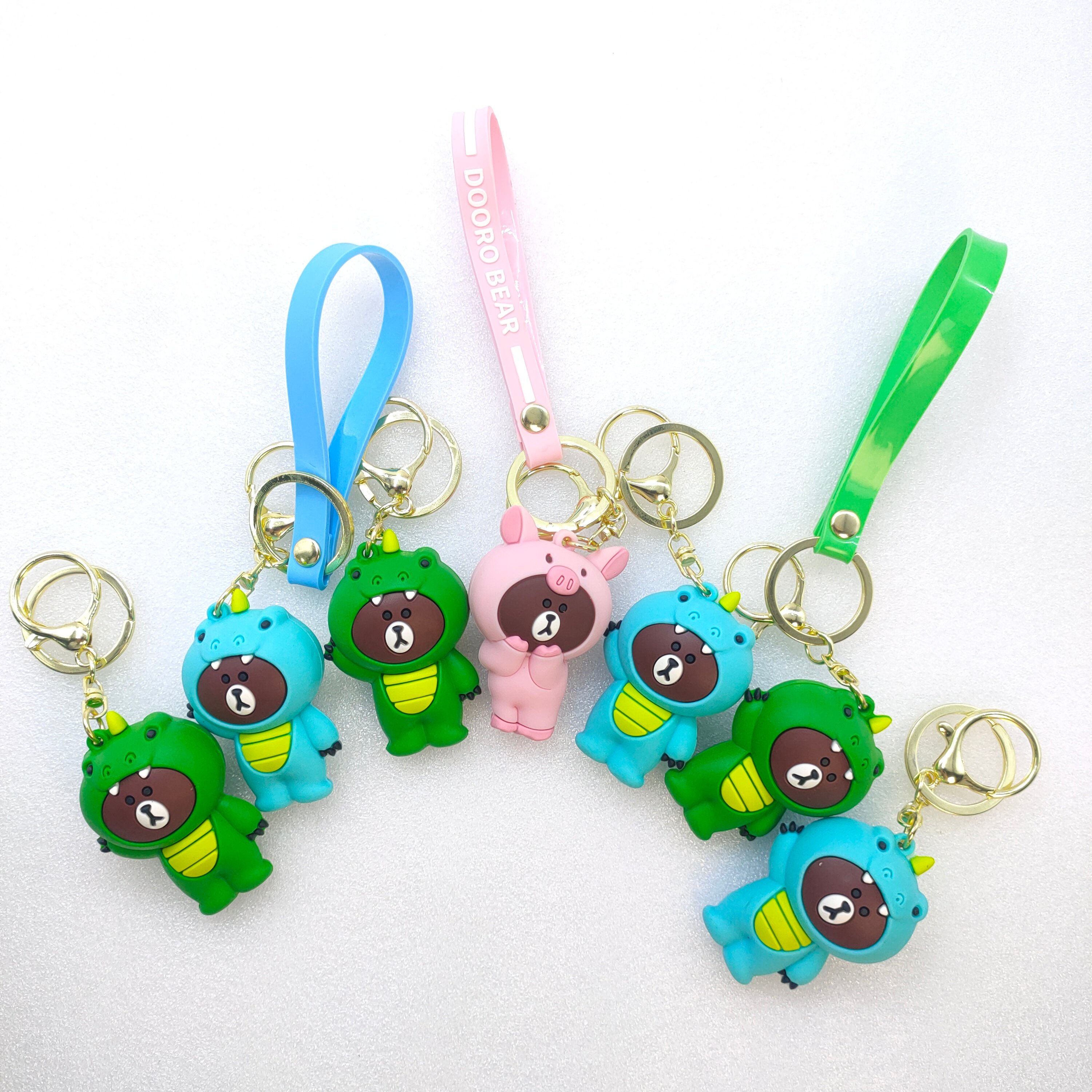 Cartoon Soft pvc Keychains Wholesale 3D Cartoon Bear Anime Rubber key chain accessories custom Logo Soft pvc Keyring