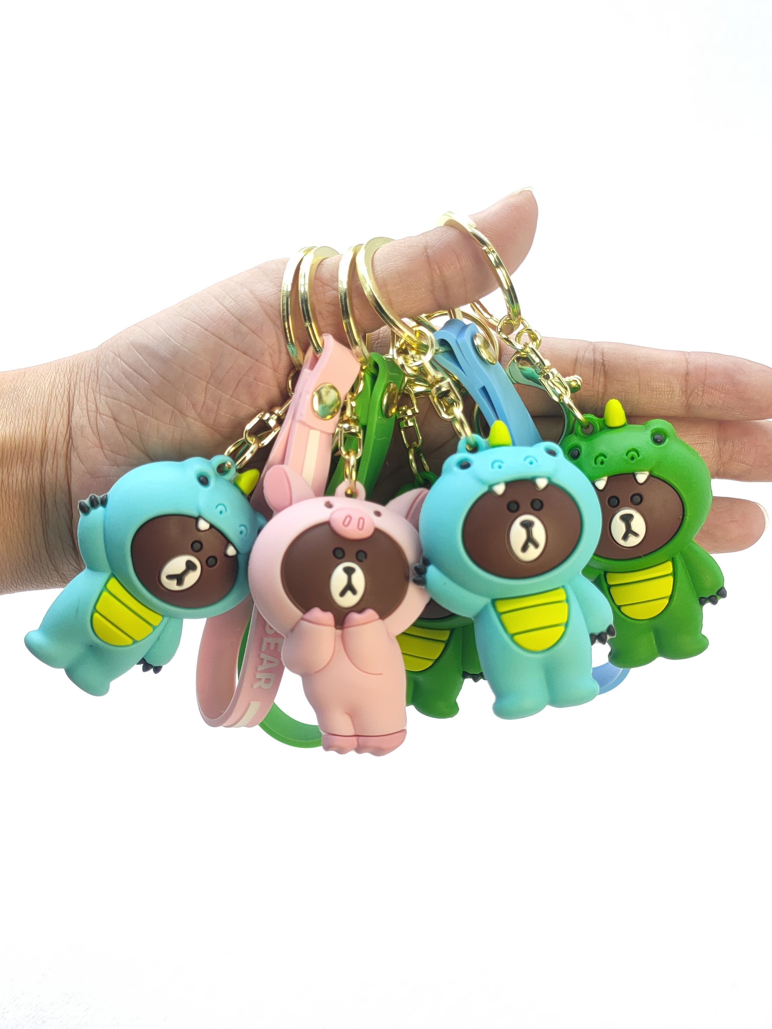 Cartoon Soft pvc Keychains Wholesale 3D Cartoon Bear Anime Rubber key chain accessories custom Logo Soft pvc Keyring