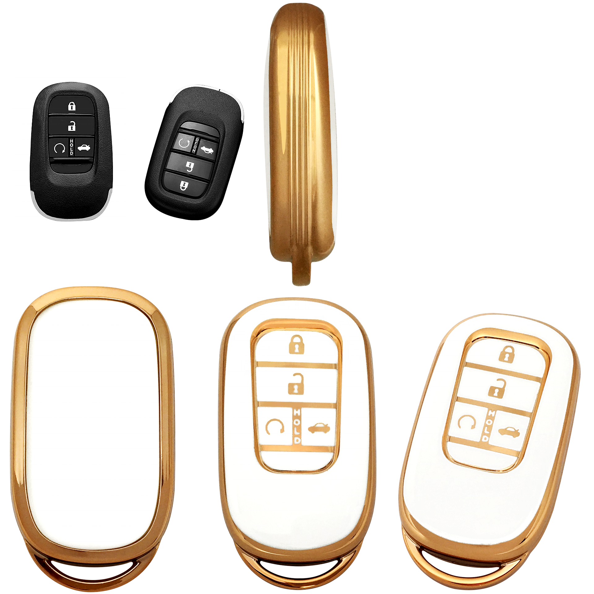Soft TPU Car Key Case Golden Edge Car Key Case Cover Car Accessories Smart key cover For Honda