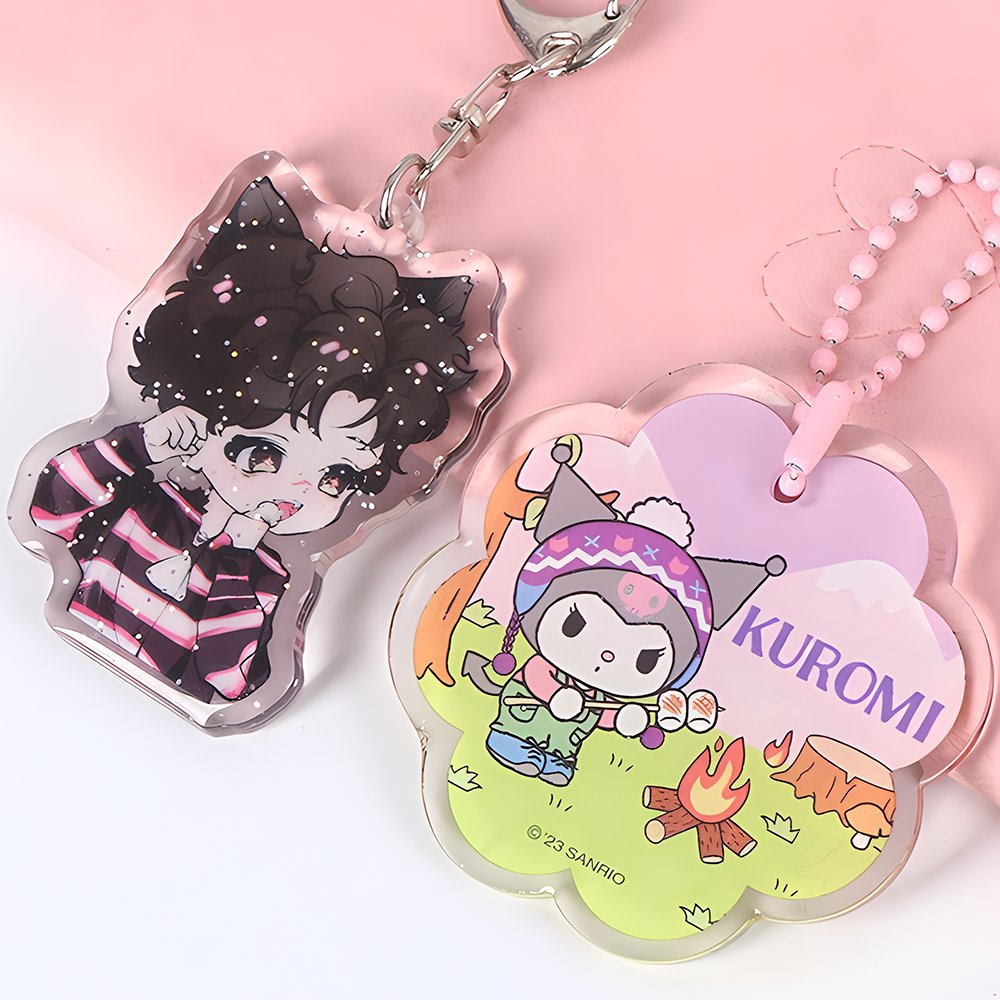 China Factory Custom Design Acrylic Keychain Holographic Acrylic Key chain Plastic Pendant Rainbow Charm Custom Acrylic Keychain