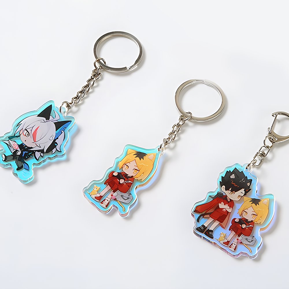 China Factory Custom Design Acrylic Keychain Holographic Acrylic Key chain Plastic Pendant Rainbow Charm Custom Acrylic Keychain