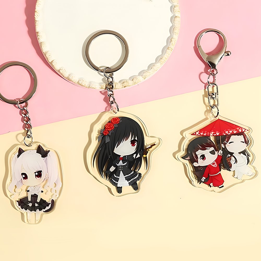 China Factory Custom Design Acrylic Keychain Holographic Acrylic Key chain Plastic Pendant Rainbow Charm Custom Acrylic Keychain