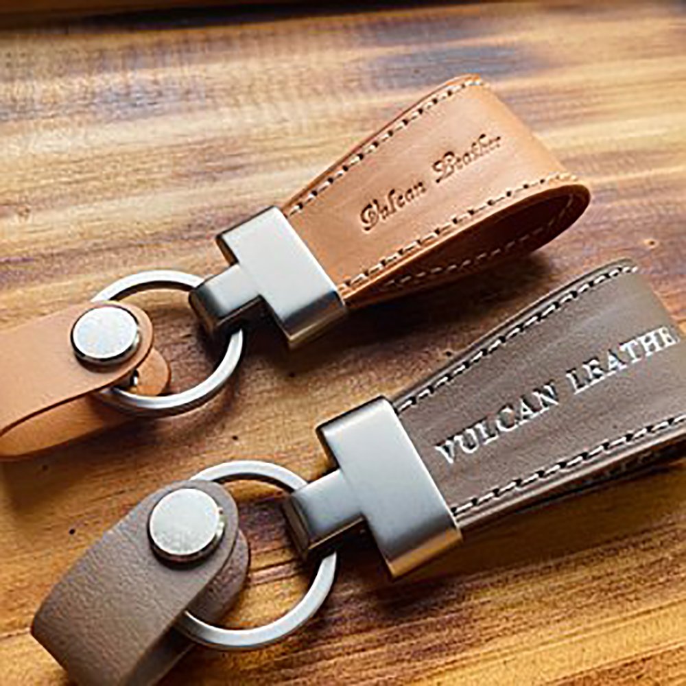 Luxury Personalized Faux Pu Genuine Real Leather Car Clip Keychain Tag Custom Logo Leather Key Chains Leather Keychain With Logo