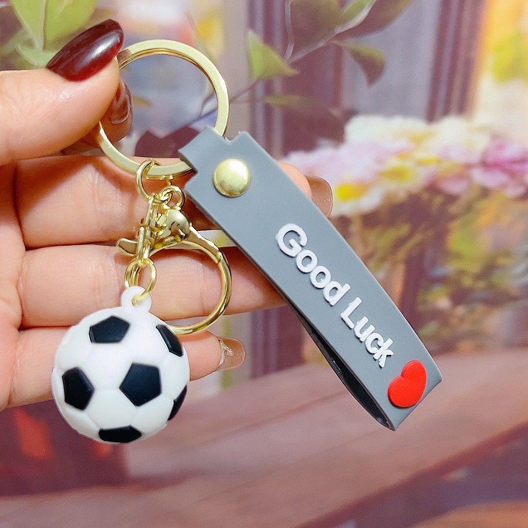 3D PVC Rubber Simulation Ball Keychain Football Basketball rugby football volleyball tennis Sports Keychain Backpack Pendant