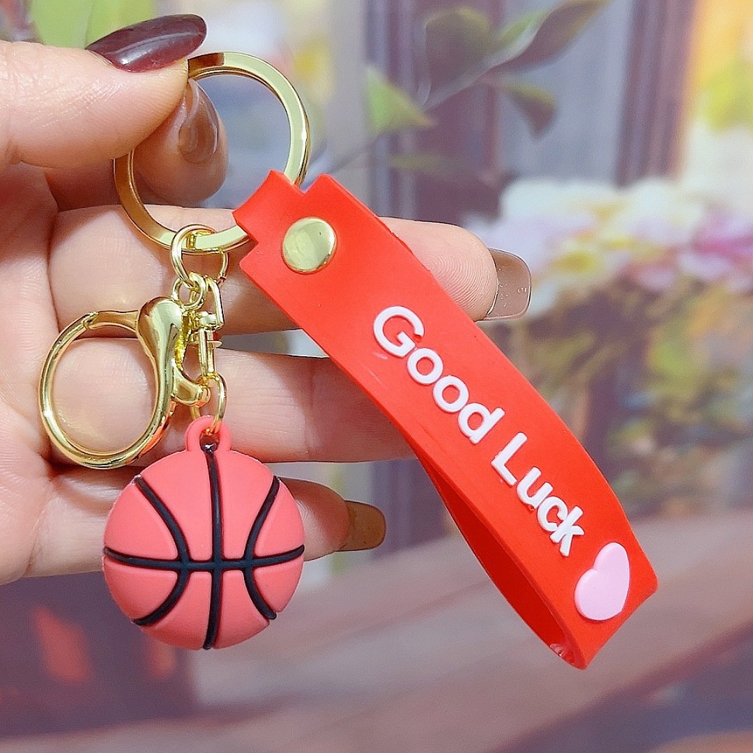 3D PVC Rubber Simulation Ball Keychain Football Basketball rugby football volleyball tennis Sports Keychain Backpack Pendant