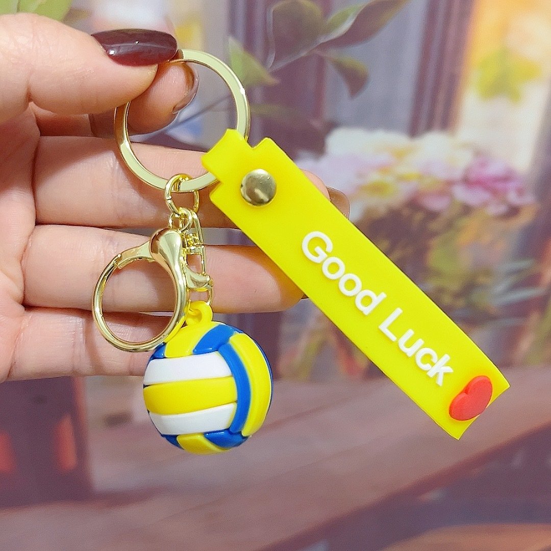 3D PVC Rubber Simulation Ball Keychain Football Basketball rugby football volleyball tennis Sports Keychain Backpack Pendant