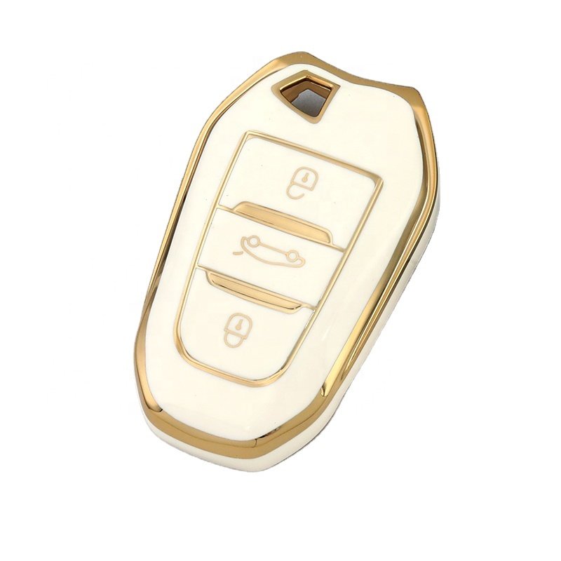 Wholesale Gold Edge TPU Car Key Case Cover For Peugeot 408 508 2008 3008 4008 5008 Car Accessories Key Holder