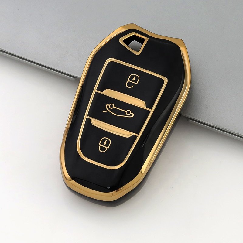 Wholesale Gold Edge TPU Car Key Case Cover For Peugeot 408 508 2008 3008 4008 5008 Car Accessories Key Holder