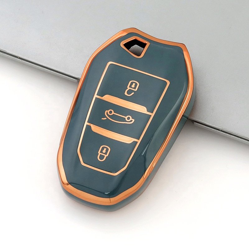 Wholesale Gold Edge TPU Car Key Case Cover For Peugeot 408 508 2008 3008 4008 5008 Car Accessories Key Holder