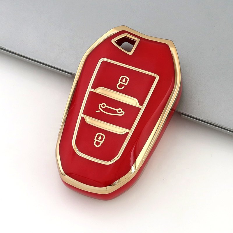 Wholesale Gold Edge TPU Car Key Case Cover For Peugeot 408 508 2008 3008 4008 5008 Car Accessories Key Holder