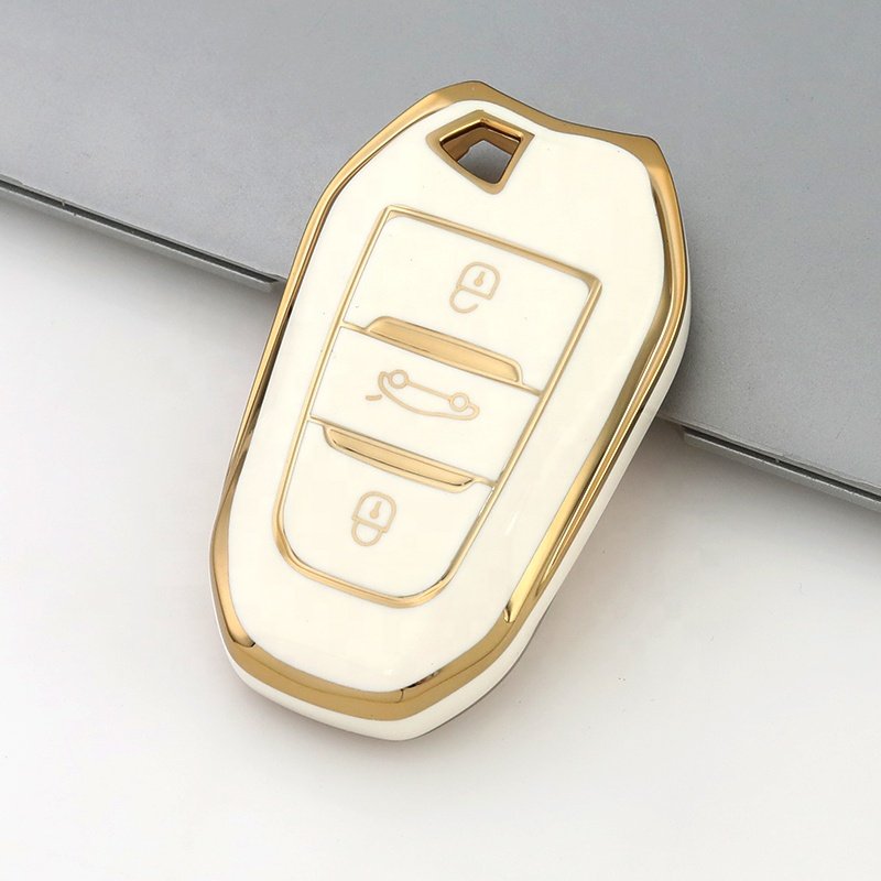Wholesale Gold Edge TPU Car Key Case Cover For Peugeot 408 508 2008 3008 4008 5008 Car Accessories Key Holder