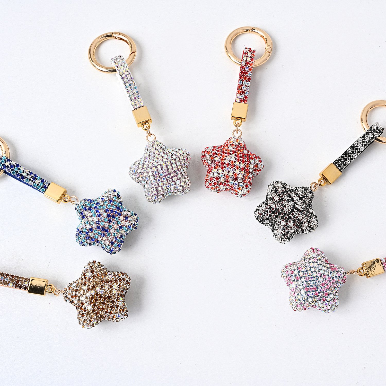 Cartoon Diamond Star Key Chain Car Key ring pendant Bling Bling Rhinestone Keychains Women's bag pendant jewelry Accessories