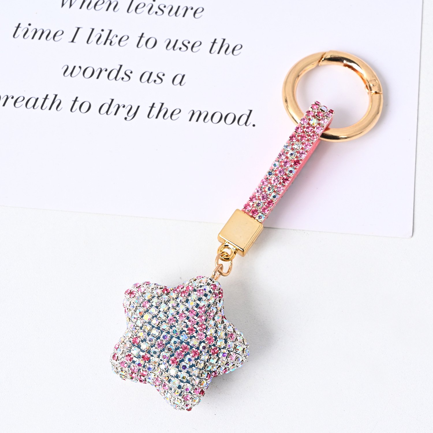 Cartoon Diamond Star Key Chain Car Key ring pendant Bling Bling Rhinestone Keychains Women's bag pendant jewelry Accessories