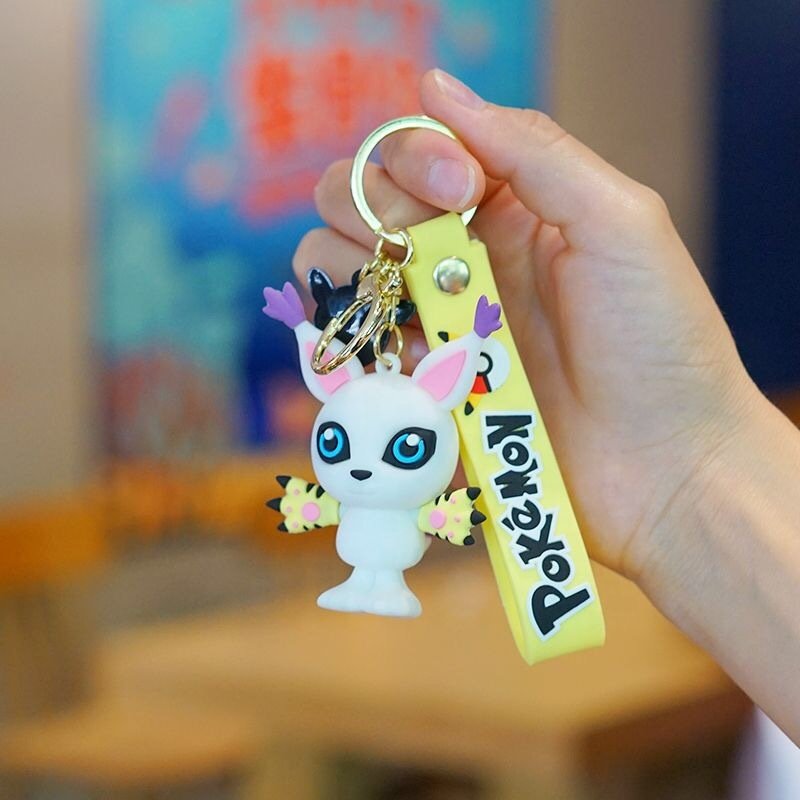 2024 New Pokemond Pendant Lovely Cartoon Poke Keychain Soft Rubber Key Chain Accessories Car Key Handbag Decoration Keychains