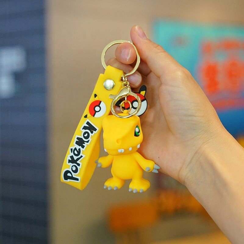 2024 New Pokemond Pendant Lovely Cartoon Poke Keychain Soft Rubber Key Chain Accessories Car Key Handbag Decoration Keychains