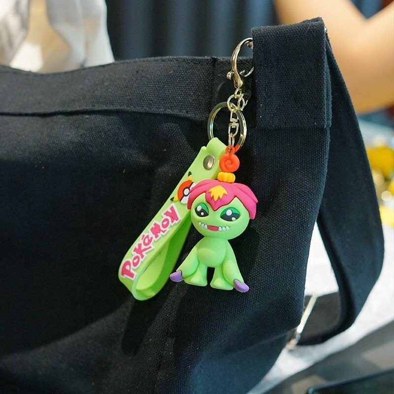 2024 New Pokemond Pendant Lovely Cartoon Poke Keychain Soft Rubber Key Chain Accessories Car Key Handbag Decoration Keychains