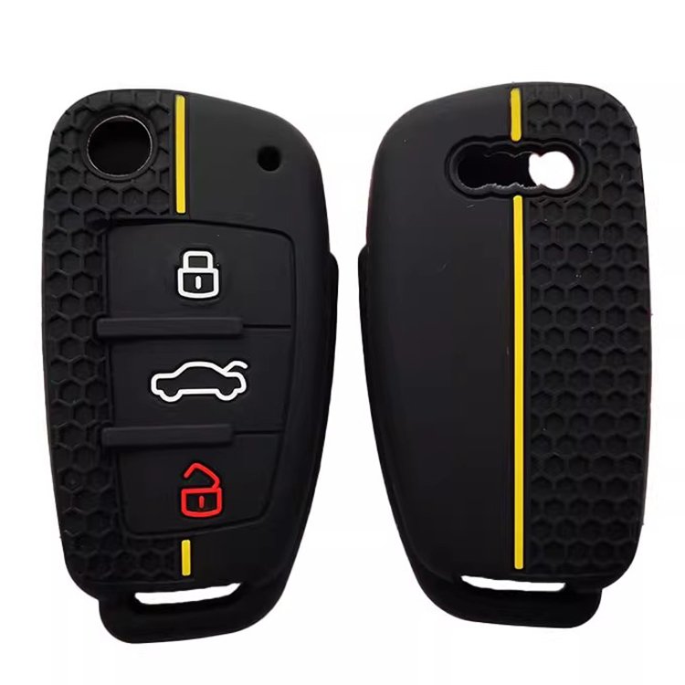 3 Buttons Folding Remote Silicone Car Key Cases Protector Cover For Audi A1 A3 A6 3 Q7