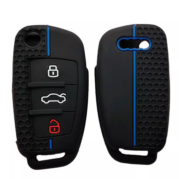 3 Buttons Folding Remote Silicone Car Key Cases Protector Cover For Audi A1 A3 A6 3 Q7