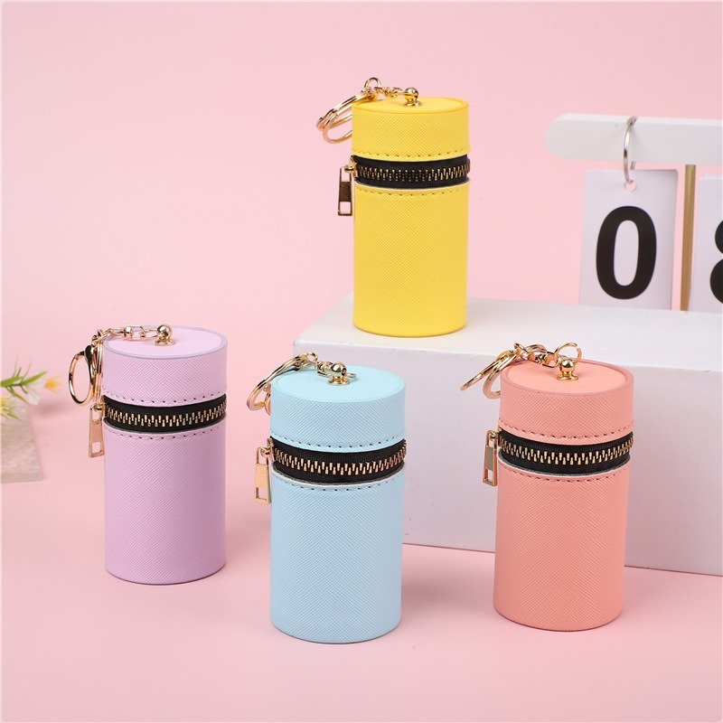 Vintage Lipstick Mini Bag Accessories Wallet Car Keychain Pu Leather Storage Case Cosmetic Makeup Holder Gift Box Bags Keychains
