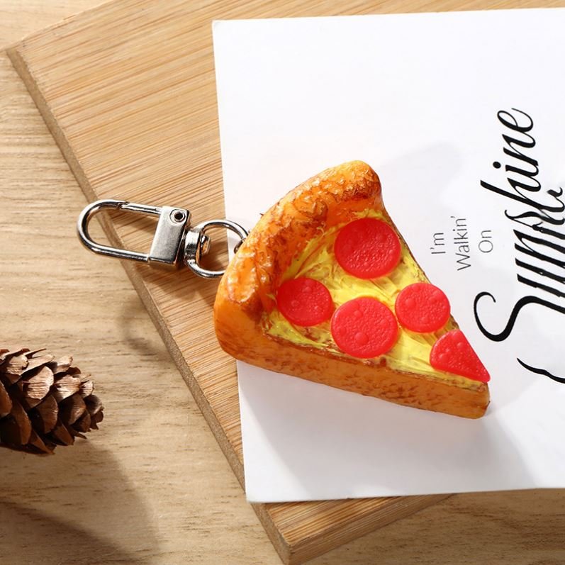 Friend Gift Women Man Accessories Jewelry Pendant Simulation Food Creative Imitation Pizza Keychain Car KeyRing