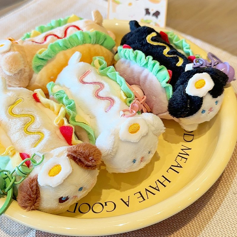 Lilangda Creative Car Rental Key Pendant Doll Machine Gift Wholesale Dutch Bags Egg Food Fun Hot Dog Plush Keychain