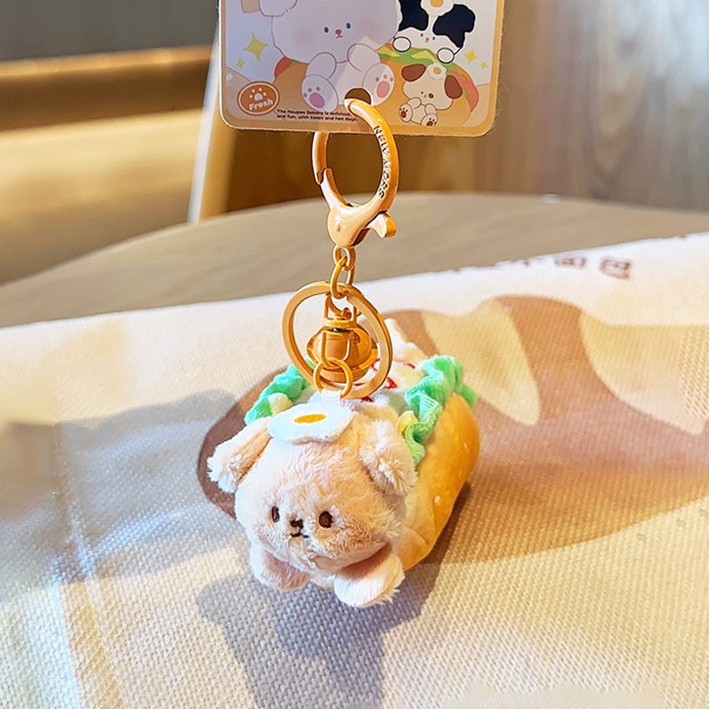Lilangda Creative Car Rental Key Pendant Doll Machine Gift Wholesale Dutch Bags Egg Food Fun Hot Dog Plush Keychain