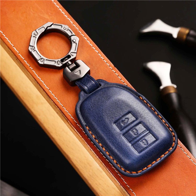 Handmade Genuine Leather Car Key Case Cover for Toyota YARIS L VIOS Smart 3 Buttons Auto Key Shell Case