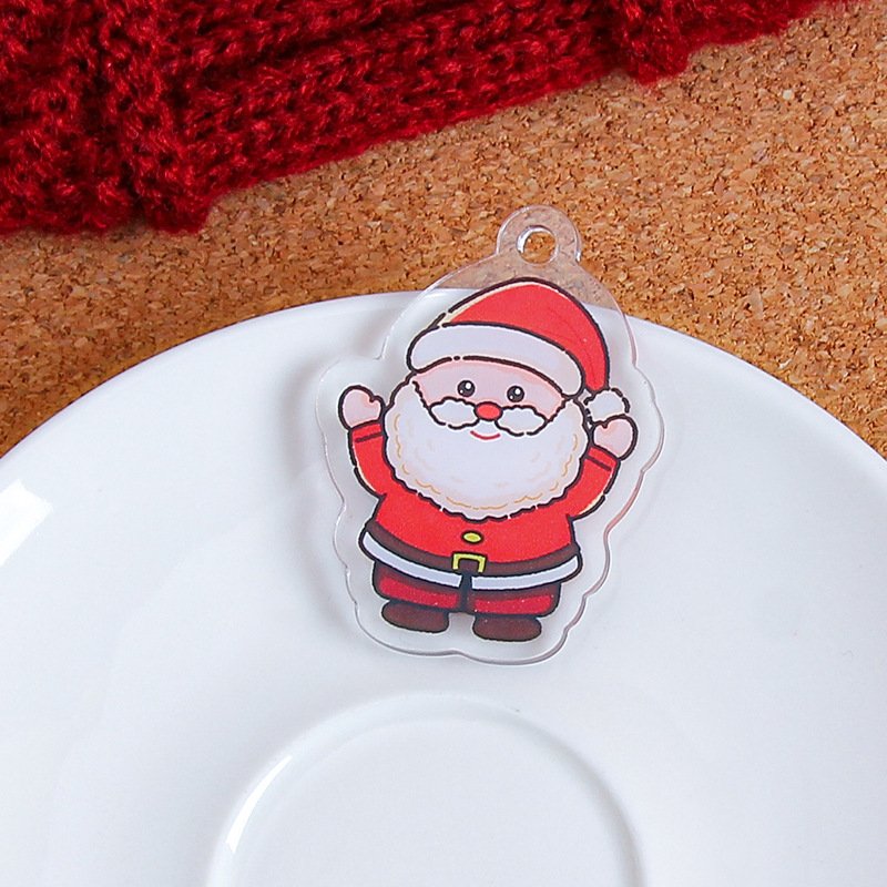 Custom Shape christmas toy with keychain Acrylic Transparent Key Chain Rings Clear Colorful DIY Plastic KeyChain Customized