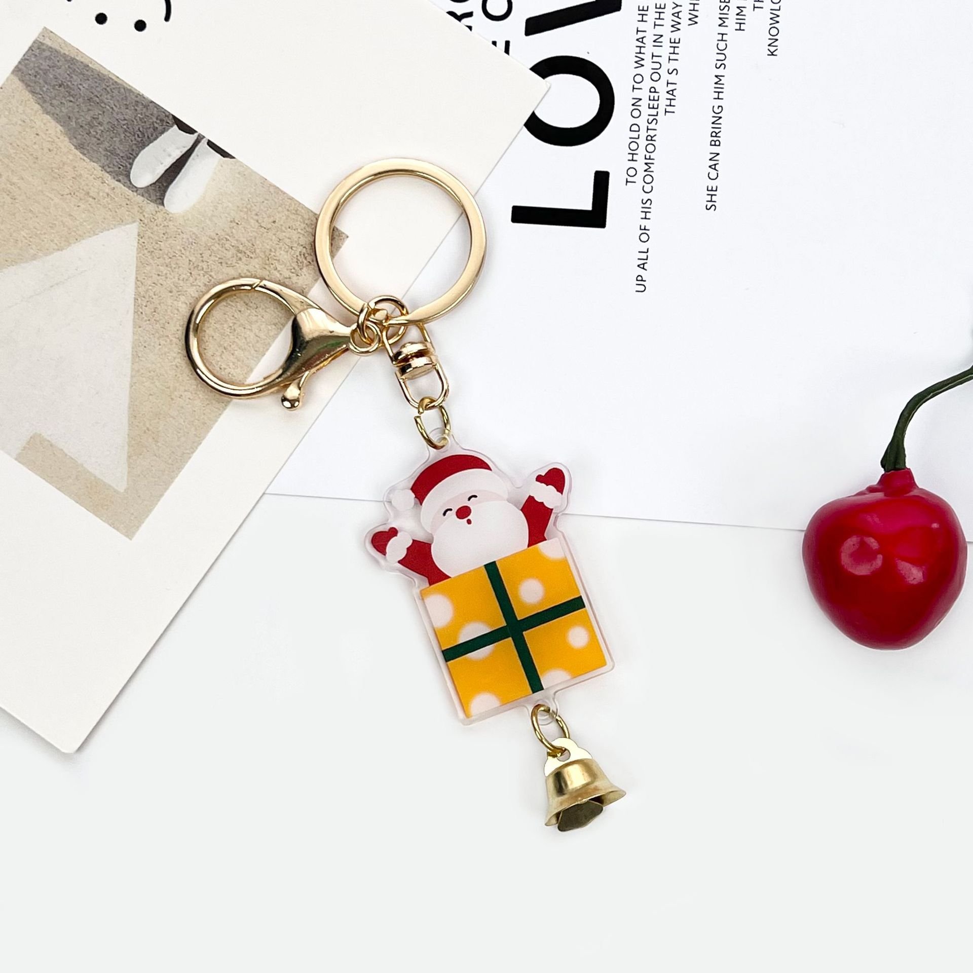 Custom Shape christmas toy with keychain Acrylic Transparent Key Chain Rings Clear Colorful DIY Plastic KeyChain Customized