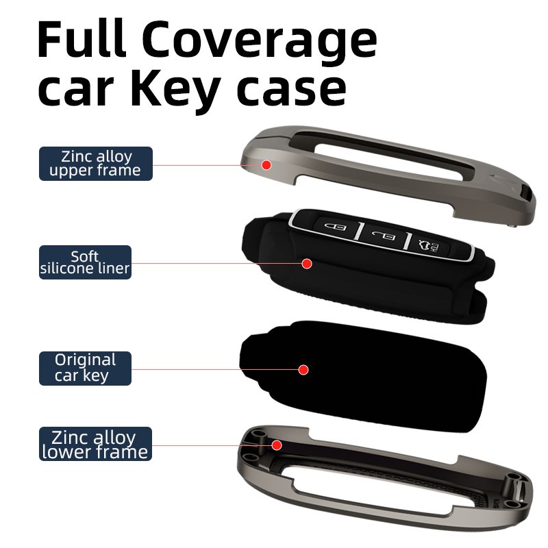 Key Fob Cover Case Metal Smart Key Holder Protector Compatible for Hyundai