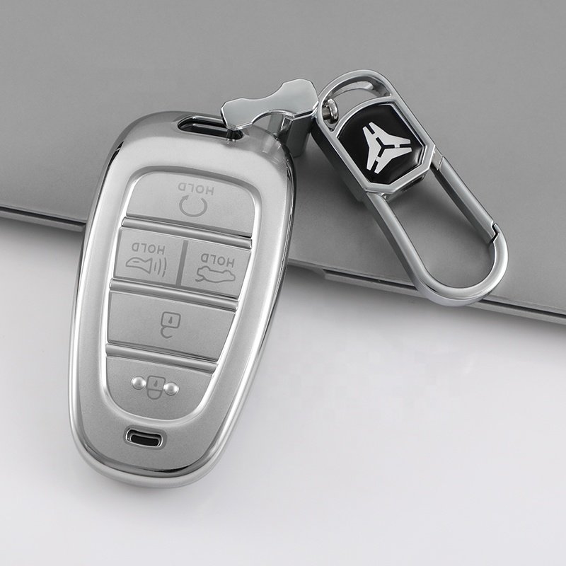 Silver Quicksand TPU Car Key Cover Fit for Hyundai Elantra Sonata Kia Forte Optima Spectra Protector car key case Accessories