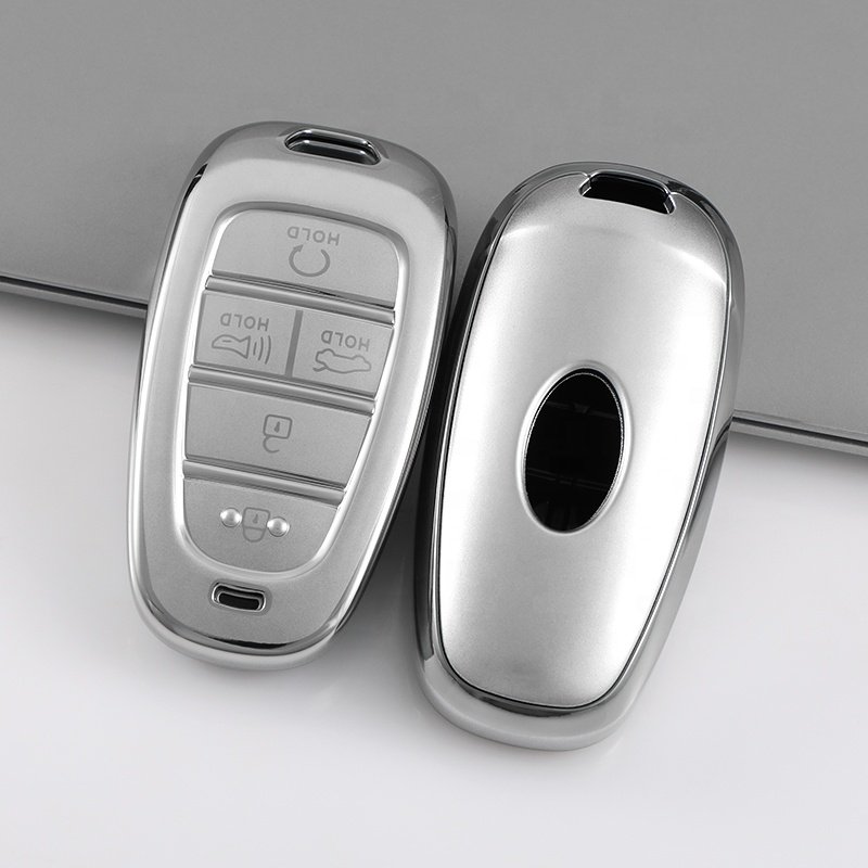 Silver Quicksand TPU Car Key Cover Fit for Hyundai Elantra Sonata Kia Forte Optima Spectra Protector car key case Accessories