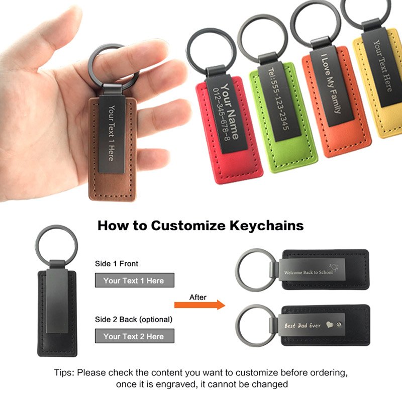 Personalized Key Holders Chain Leather Customized Luxury Keychain Accessories Leather Keychains In Bulk