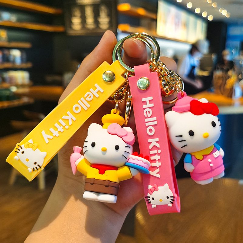 Sports cartoon doll Kuromi KT cat keychain exquisite small accessories cute backpack pendant doll keychain