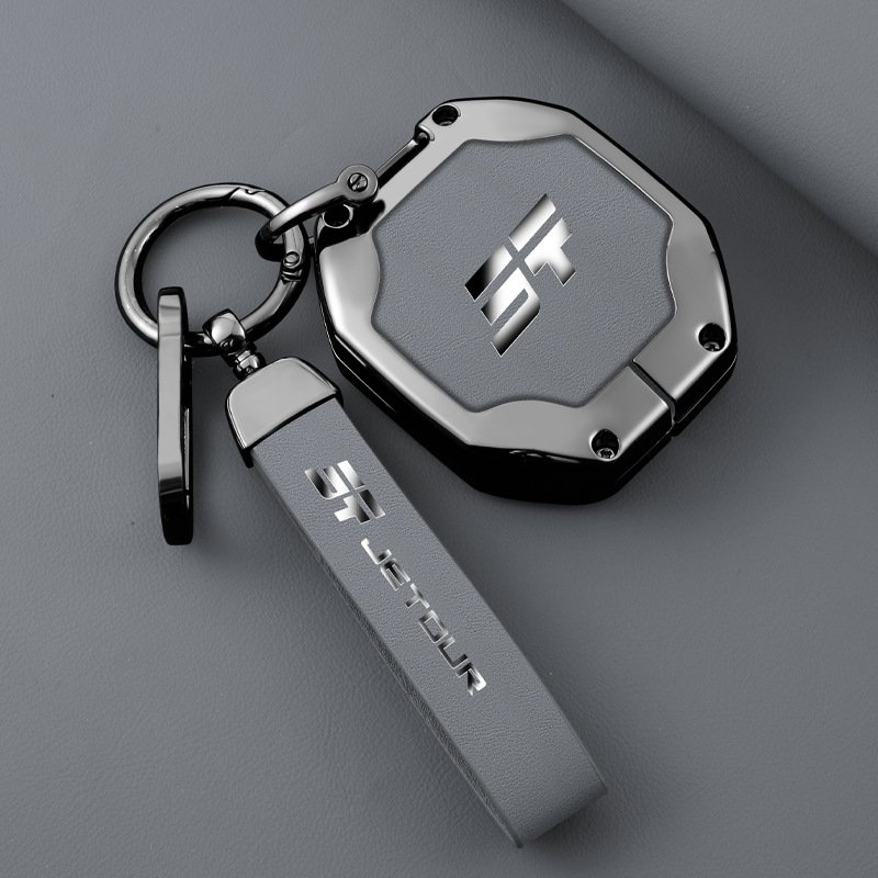 Zinc Alloy + Leather Cover Fit for Chery Jetour Dashing IDM I-DM X-1 Plus Car Key Full Case Shell Bag Metal Buckle Accessories