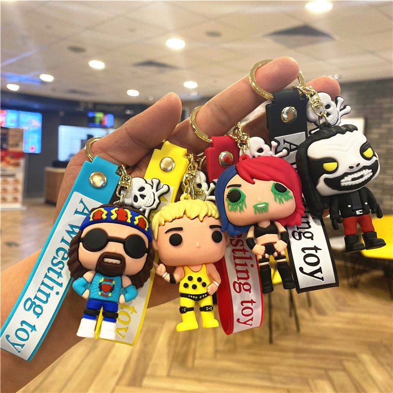Cartoon Wrestling Toy Keychain Personality Creative Bag Accessories Car Keyring Pendant Key Chain