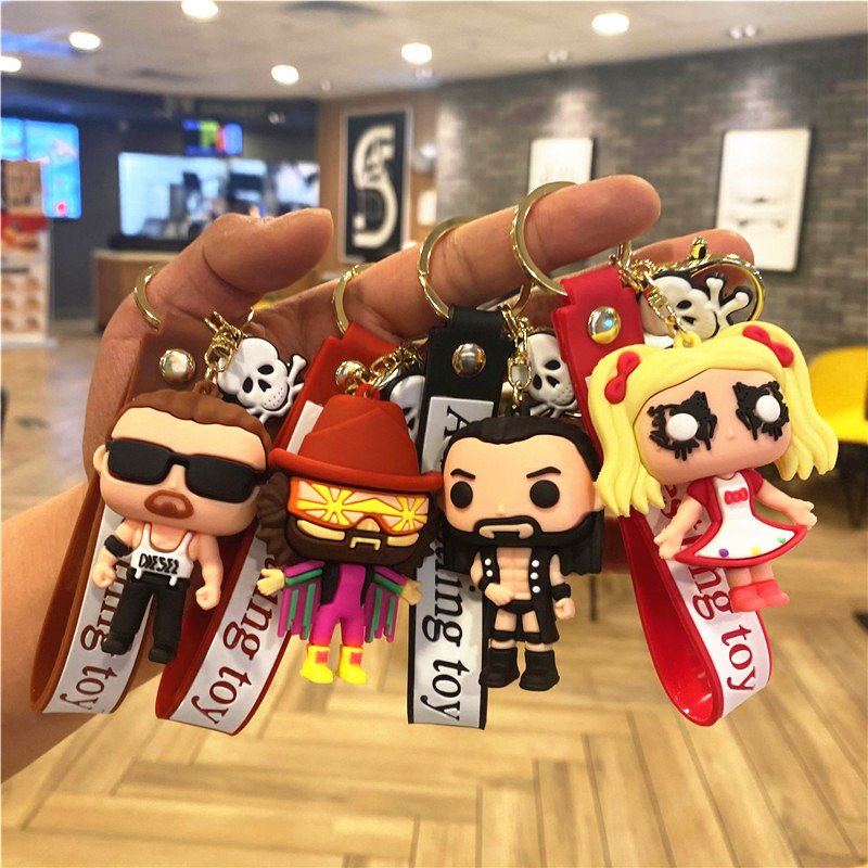 Cartoon Wrestling Toy Keychain Personality Creative Bag Accessories Car Keyring Pendant Key Chain