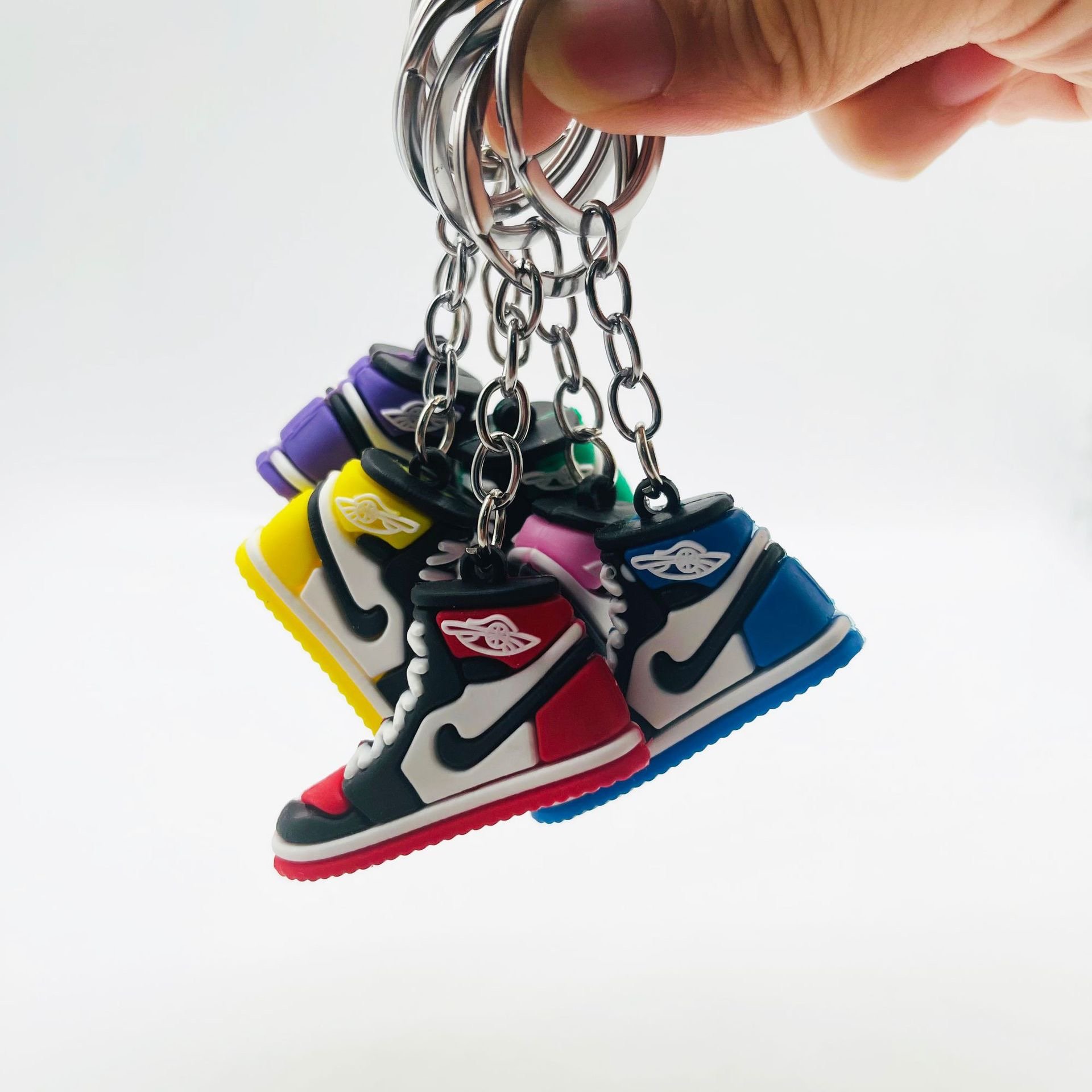 3D mini Cartoon rubber Sneaker shoe keychain cute custom silicon Anime keychain Kawaii car Bag pendant Keyring Key chain