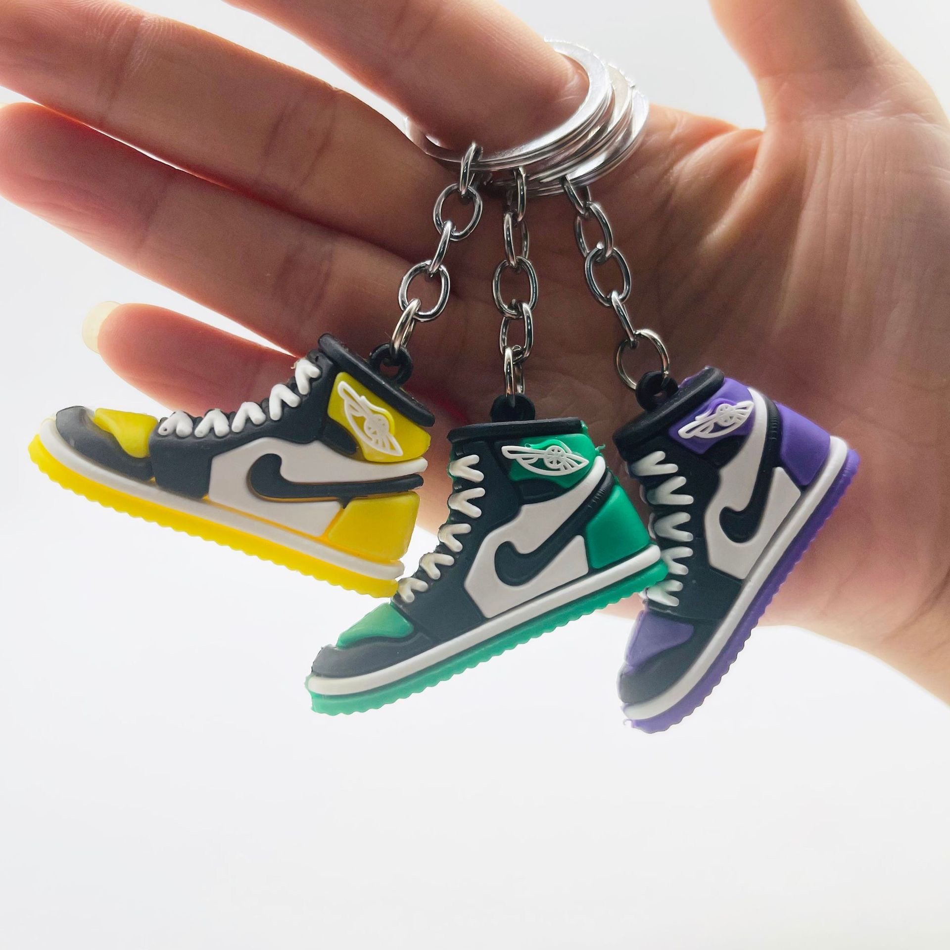 3D mini Cartoon rubber Sneaker shoe keychain cute custom silicon Anime keychain Kawaii car Bag pendant Keyring Key chain