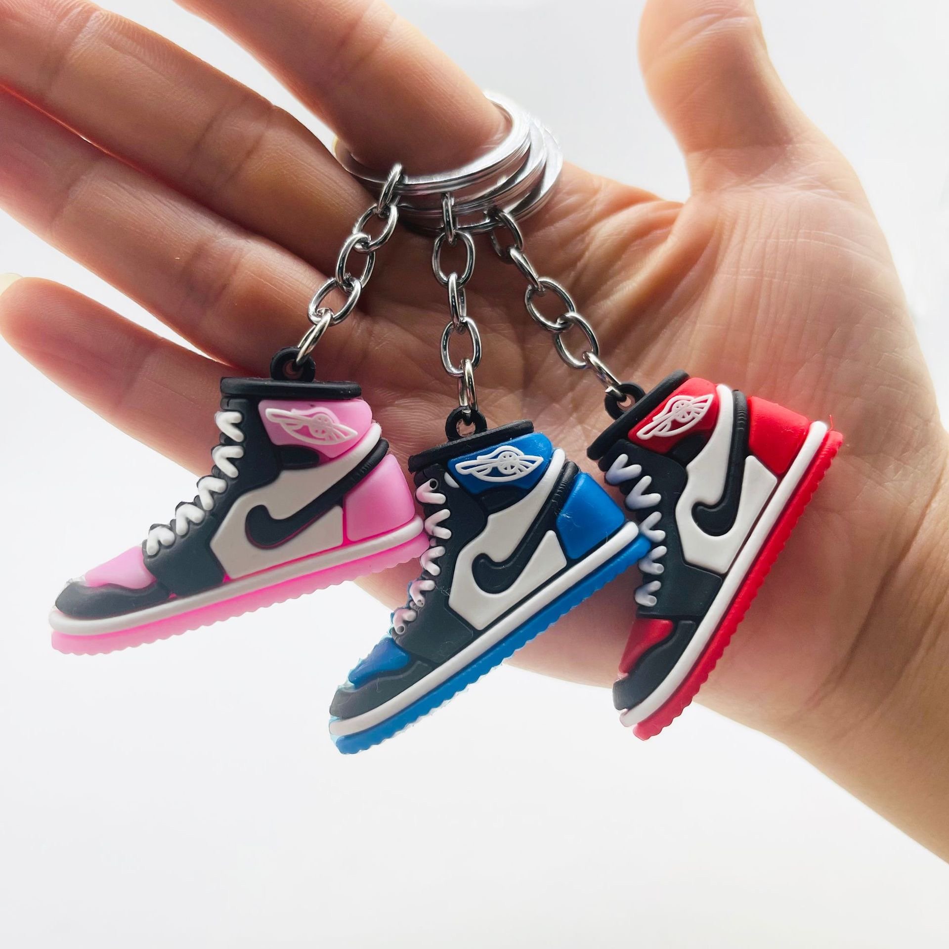 3D mini Cartoon rubber Sneaker shoe keychain cute custom silicon Anime keychain Kawaii car Bag pendant Keyring Key chain