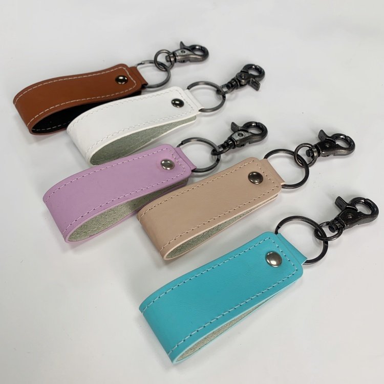 Fashion Multi-color commercial leather keychain Car Key Belt Wallet Key chain Key chain PU leather key chain embossed oil edge
