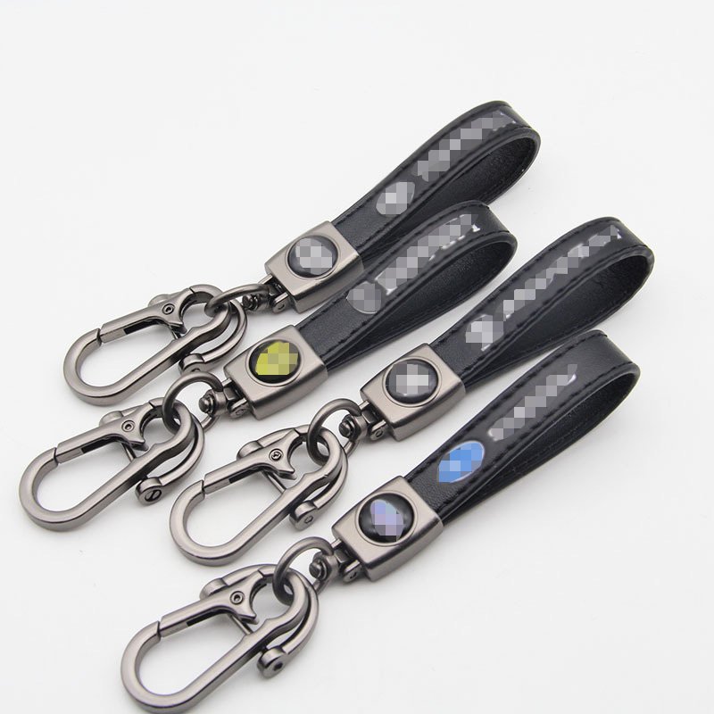 Retail microfiber polyurethane car keychain fashion creative car logo metal Leather keychain With Logo Lanyard 4S Shop gift