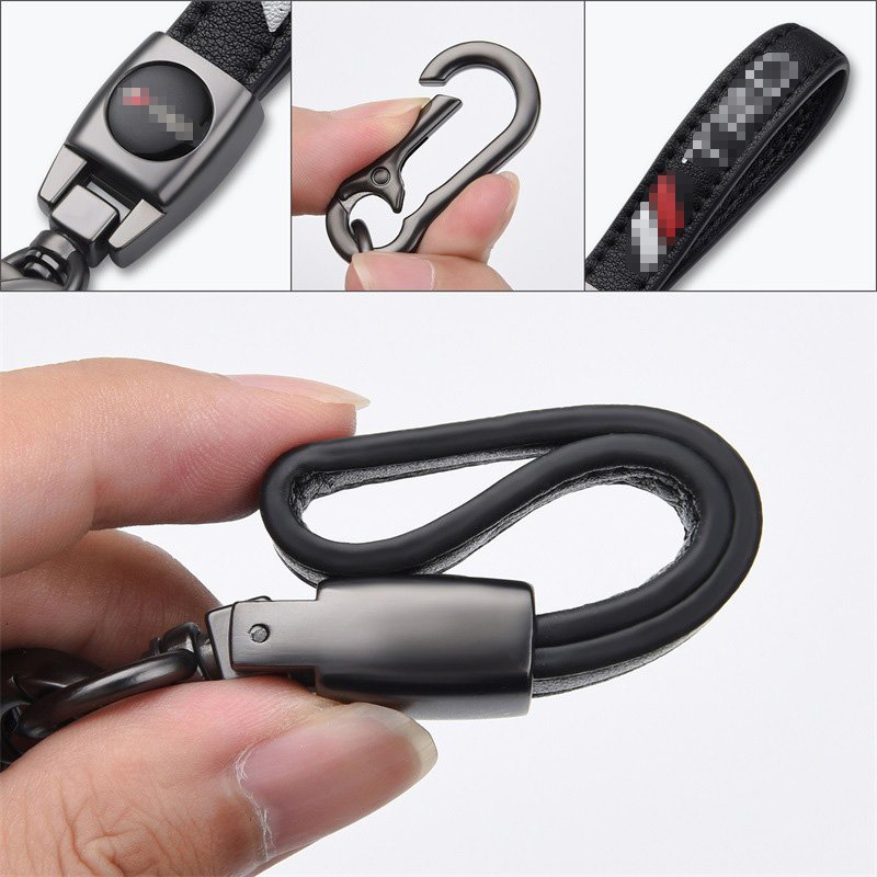 Retail microfiber polyurethane car keychain fashion creative car logo metal Leather keychain With Logo Lanyard 4S Shop gift