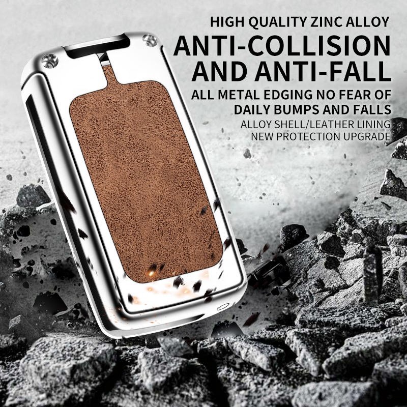 Custom Car Logo Folding Leather Car Key Case For Citroen C2 C3 C4 C5 C6 C8 For Peugeot 107 207 307 307s 308 407 607 2006 Keyring